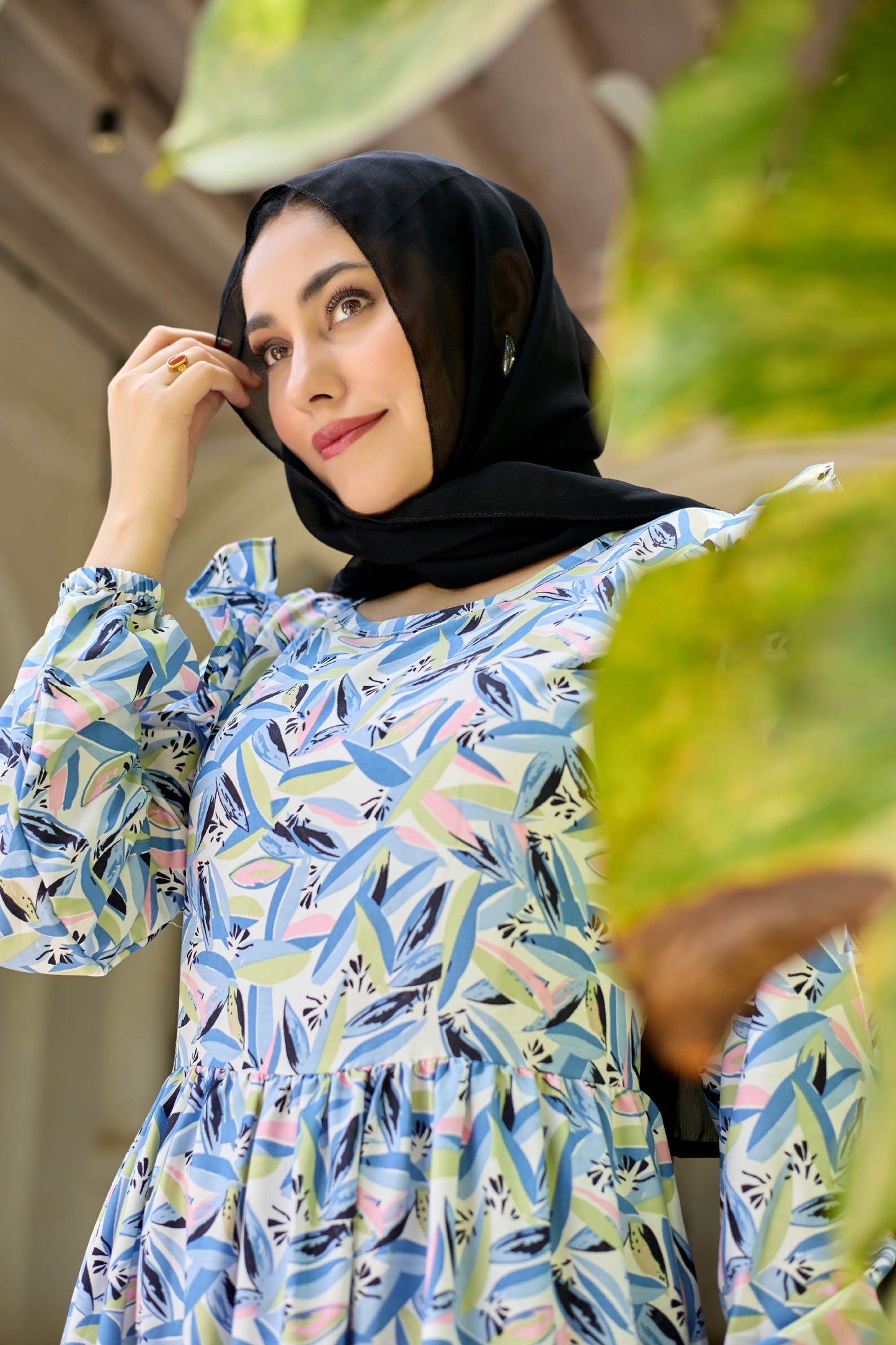 Elegant Geometric Printed Long Maxi Dress for Women | Full Sleeve Party & Casual Wear