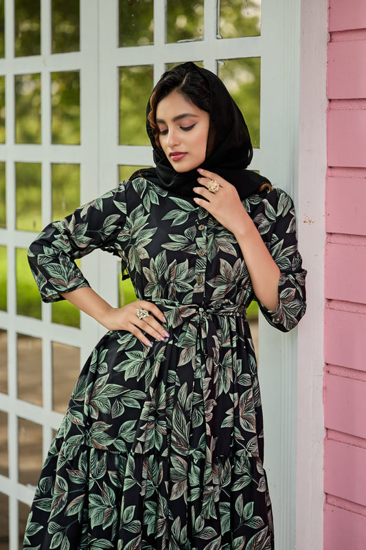 SARINKU Abaya Crepe Fabric Full Sleeve Length Stylish Abaya Dress for Women for Girl's