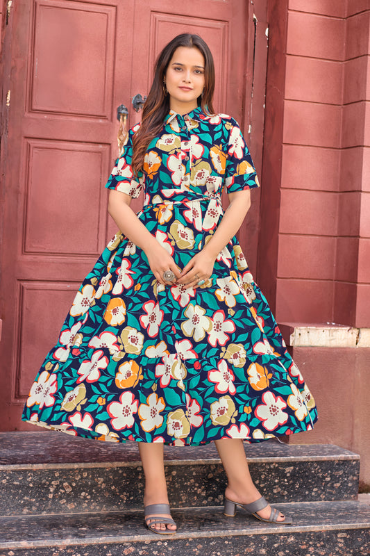 NEW DESIGN FANCY COTTON FLOWER KURTI