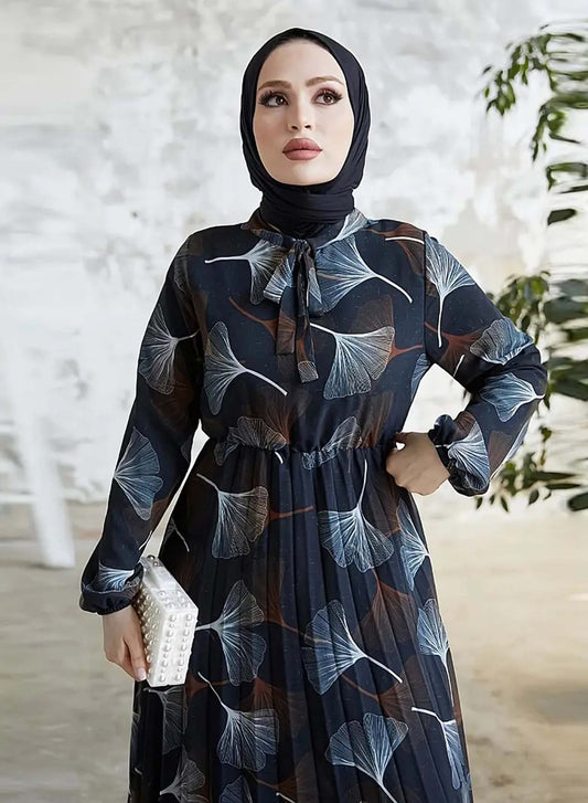 Stylish Floral Printed Georgette Modest Maxi Dress for Women