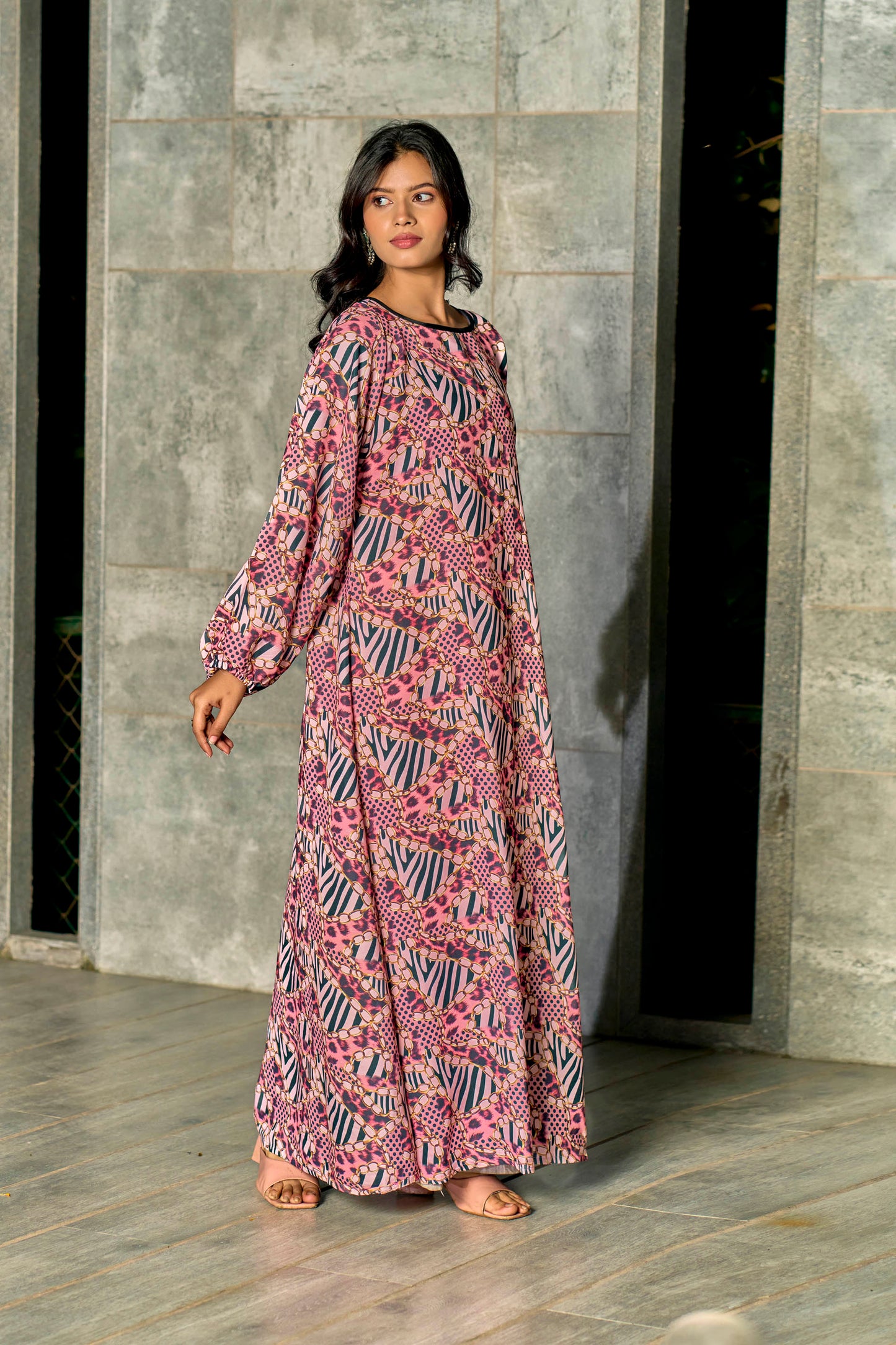 Women’s Printed Nida Abaya/Maxi Dress | Full Sleeve Modest Wear | Length 53 Inch | Soft & Lightweight Fabric