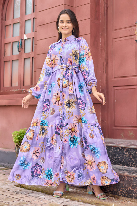 SARINKU Nida Matte Printed Abaya