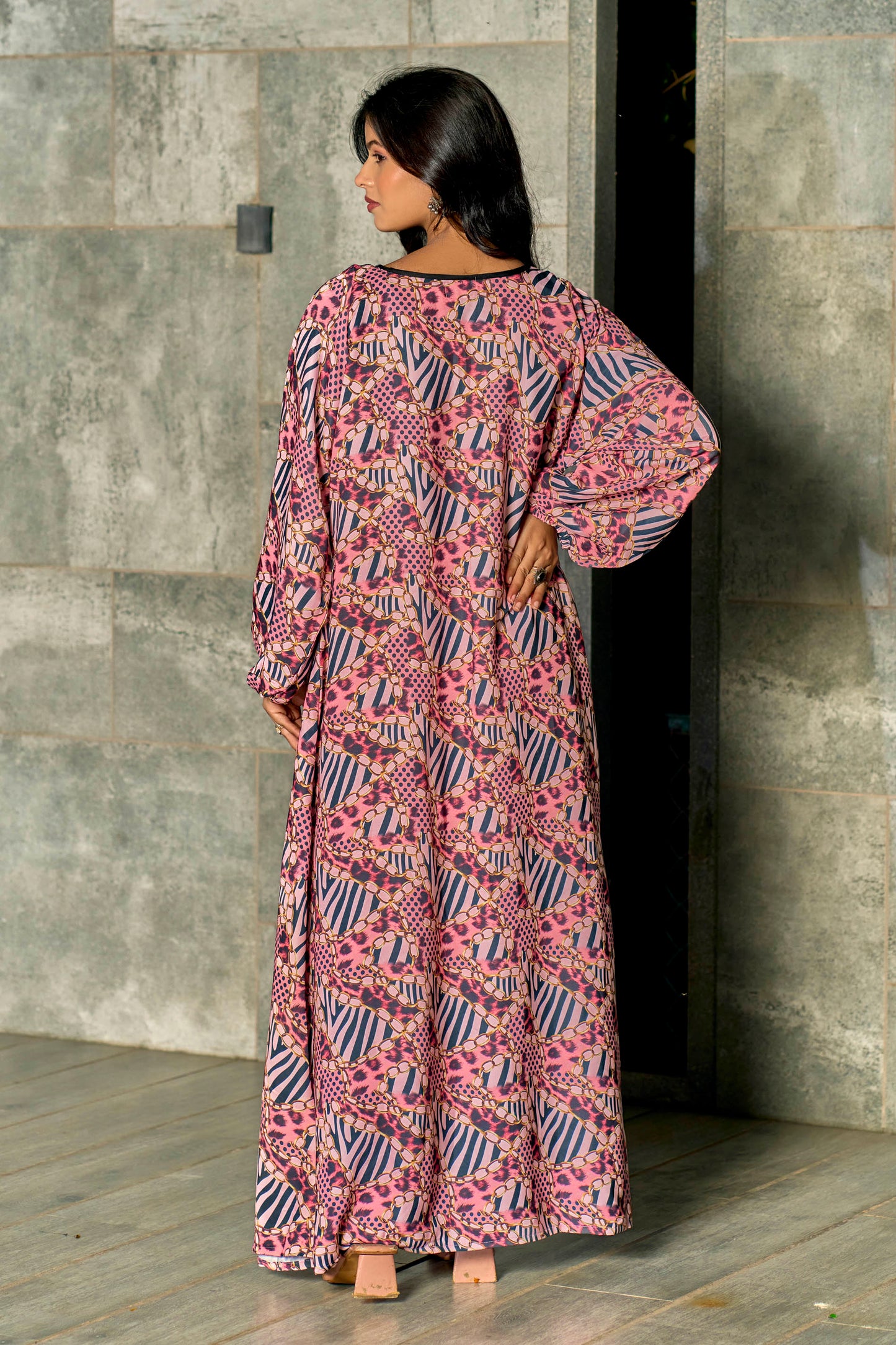 Women’s Printed Nida Abaya/Maxi Dress | Full Sleeve Modest Wear | Length 53 Inch | Soft & Lightweight Fabric