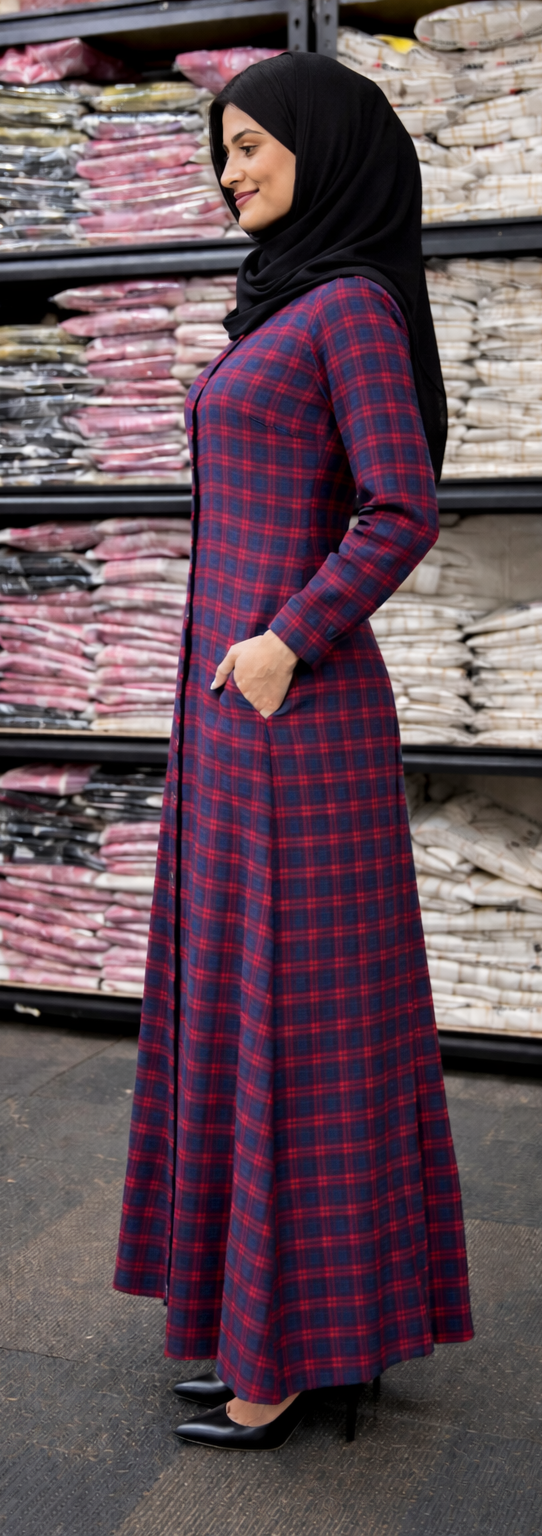 SARINKU RED Cotton fabric no transparency Front Button Open Pattern Chex Print Shirt Style Cuffs Puff Sleeve Pattern With Lining Sleeves With Pocket Front Open Buttons Feeding Friendly Without Dupatta