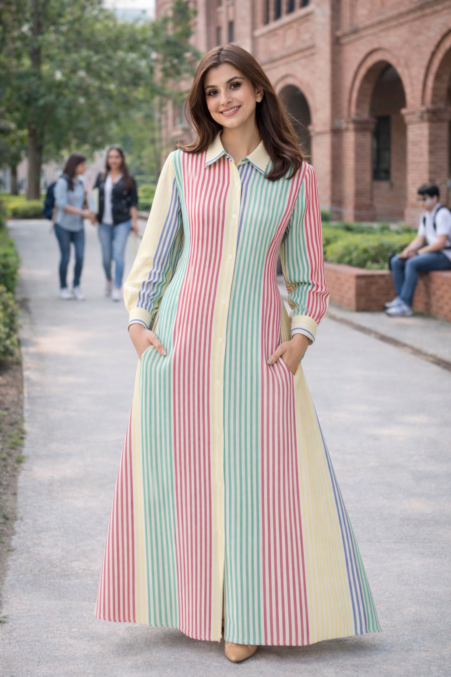 SARINKU Multi Nida Fabric no transparency Front Button Open Pattern Lining Print Shirt Style Cuffs Balloon Sleeve Pattern With Pocket Front Open Buttons Feeding Friendly Without Dupatta
