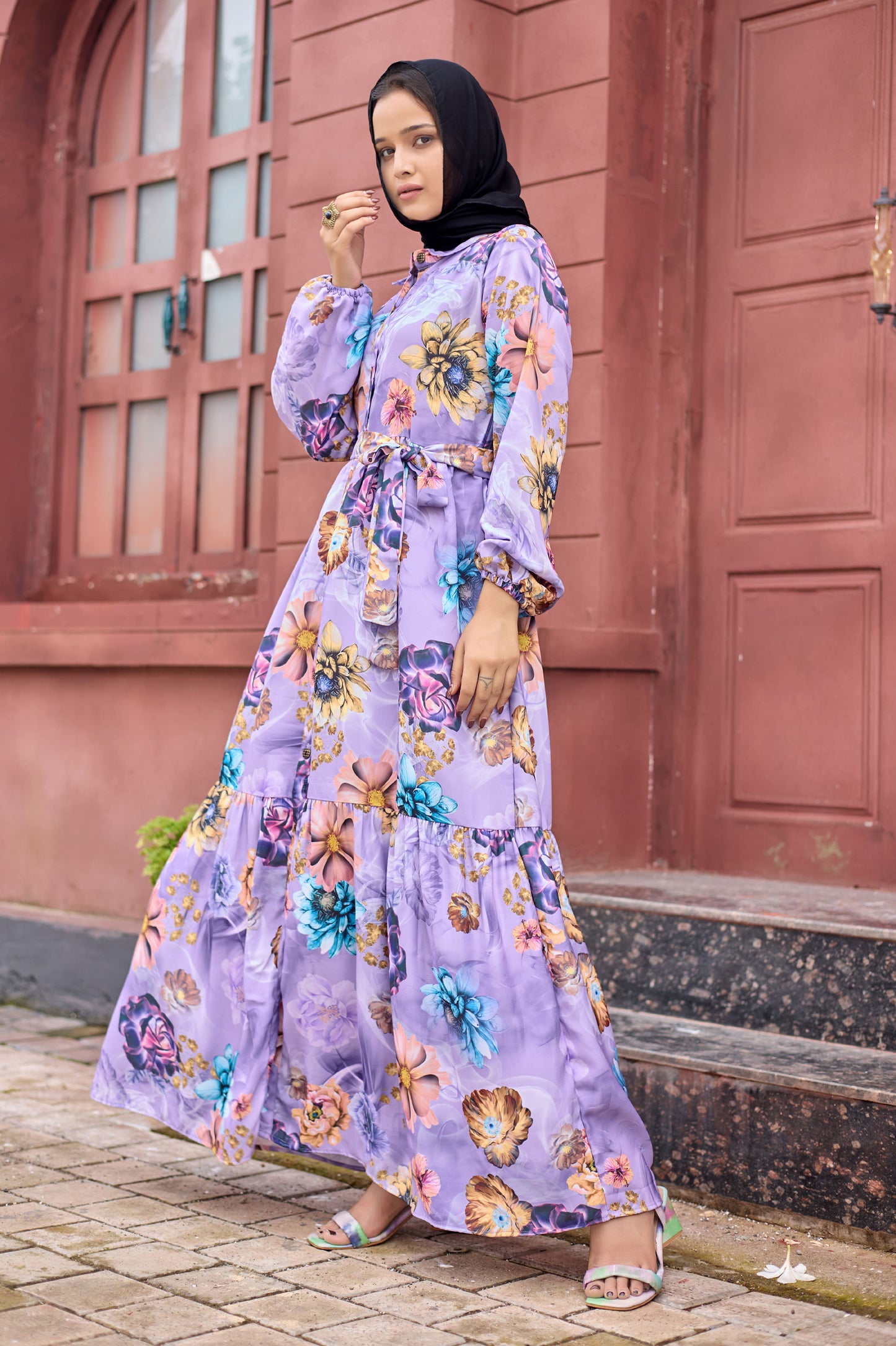 SARINKU Nida Matte Printed Abaya