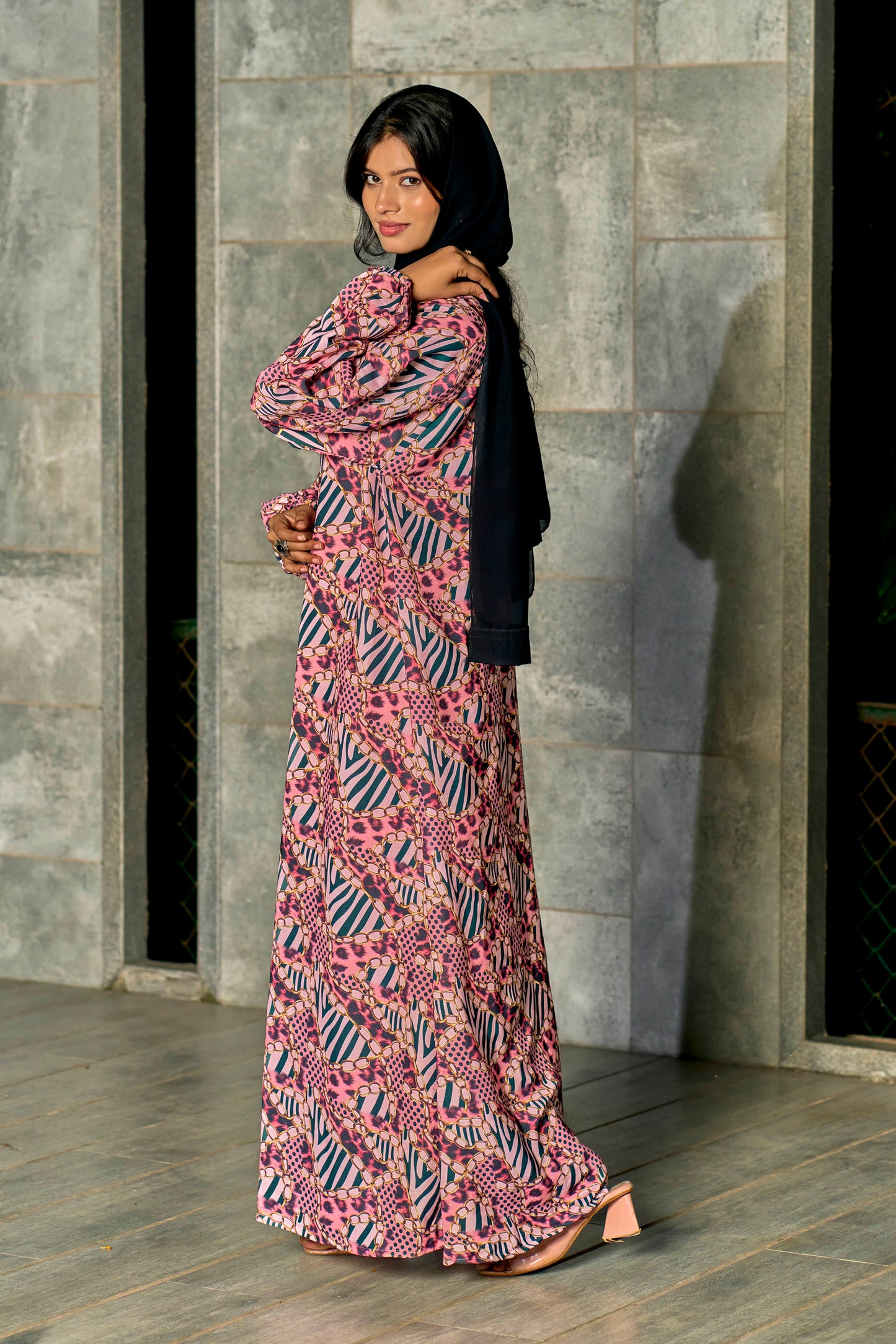 Women’s Printed Nida Abaya/Maxi Dress | Full Sleeve Modest Wear | Length 53 Inch | Soft & Lightweight Fabric