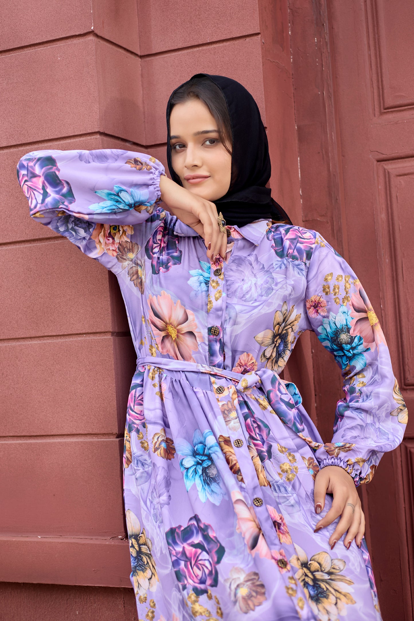 SARINKU Nida Matte Printed Abaya
