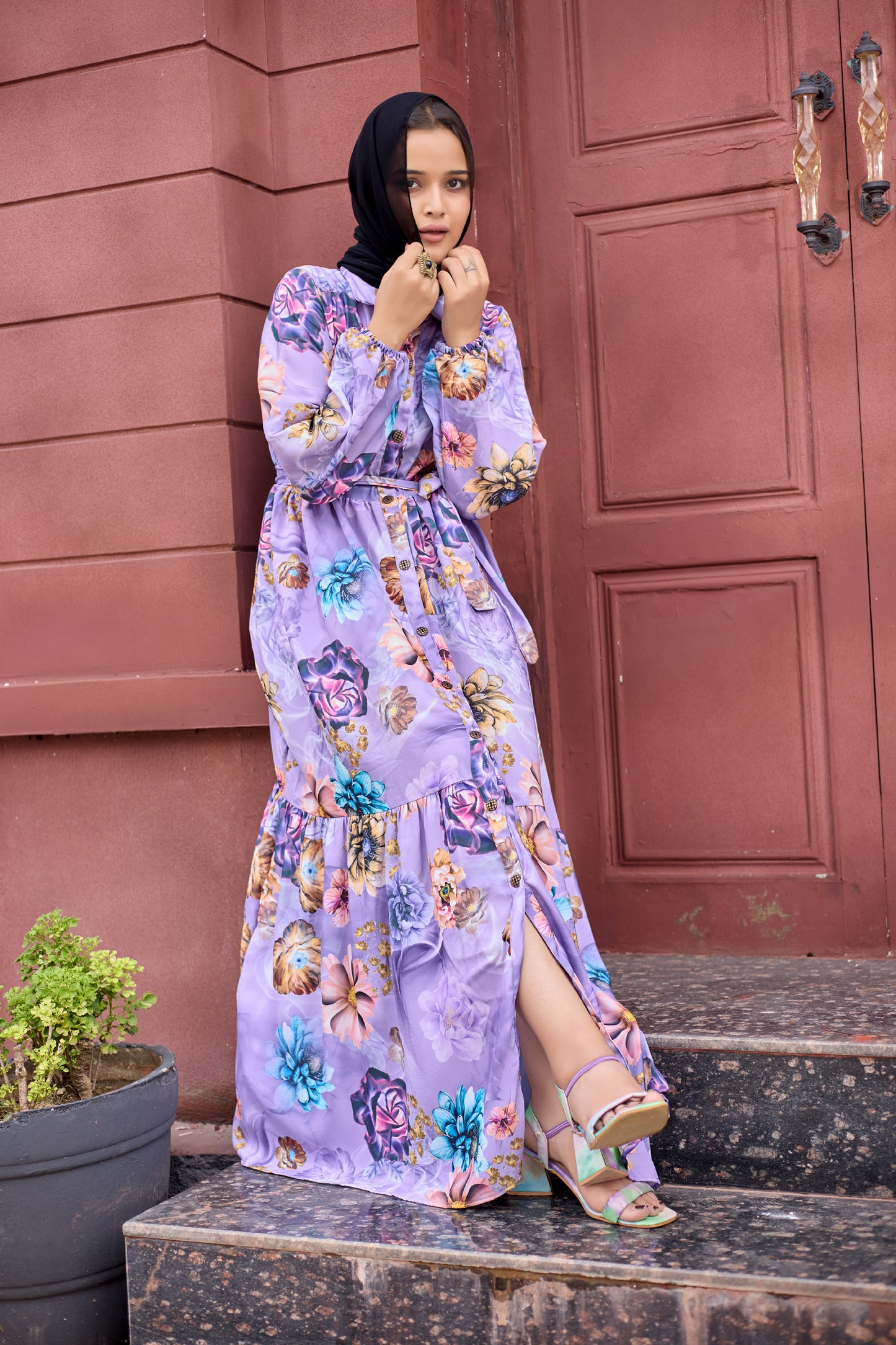 SARINKU Nida Matte Printed Abaya